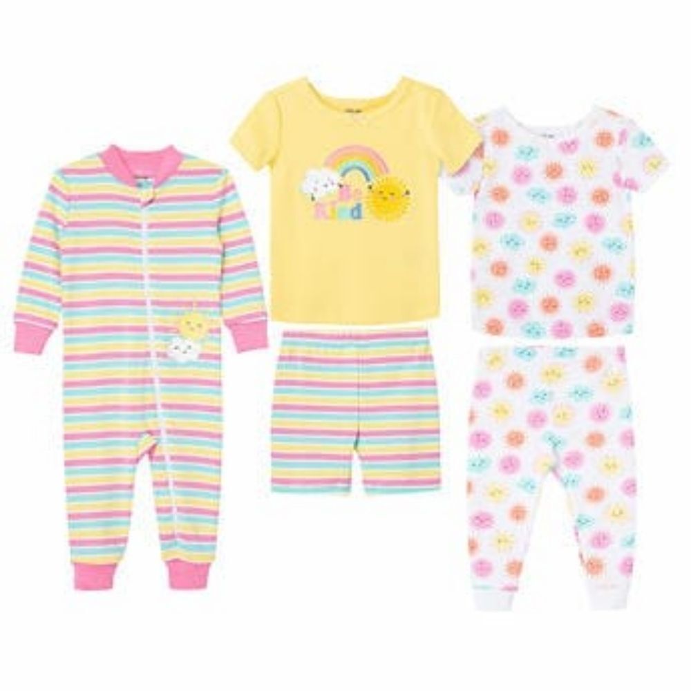 Little Me Kids' 5-piece Cotton Pajama Set, Rainbow
